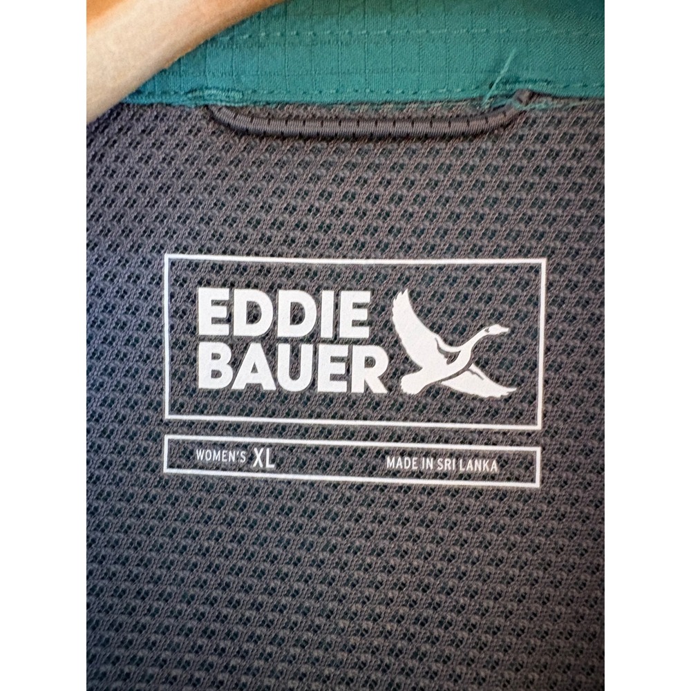 Eddie Bauer Women XL Teal Green Ripstop Hiking Shirt Long Sleeve Ventilated Back - Picture 5 of 14